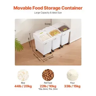 VEVOR Mehl und Reis Behälter Kapazität 15 kg, 3 Stück Aufbewahrungsbox Küche 25 x 35,5 x 43 cm, dreifach Vorratsdosen weiß Speicherung für Getreide und anderen Trockenwaren VEVOR Mehl und Reis Behälter Kapazität 15 kg, 3 Stück Aufbewahrungsbox Küche 25 x 35,5 x 43 cm, dreifach Vorratsdosen weiß Speicherung für Getreide und anderen Trockenwaren