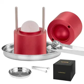 VEVOR Eiswürfelbereiter Eiswürfelformen Satz 60 mm, Eiswürfelform Eiskugelform mit Eiszange & Tropfschale, Alu Rote Strapazierfähige Eiswürfelformen Eiswürfelbehälter Whisky Americano, Saft & Milch VEVOR Eiswürfelbereiter Eiswürfelformen Satz 60 mm, Eiswürfelform Eiskugelform mit Eiszange & Tropfschale, Alu Rote Strapazierfähige Eiswürfelformen Eiswürfelbehälter Whisky Americano, Saft & Milch