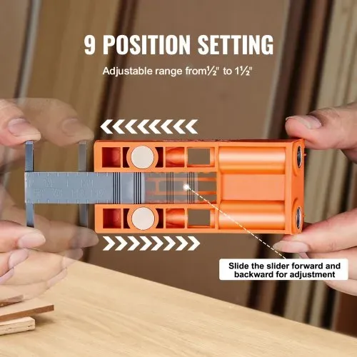 VEVOR 50 tlg. Pocket Hole Jig Kit Doppeltaschenloch mit Vierkantantriebsbit & C-Klemmen, Dübelhilfe Bohrlehre zum Bohren von Taschenlöchern und Schräglöchern, Bohrhilfe für Holzbearbeitung – Bild 2