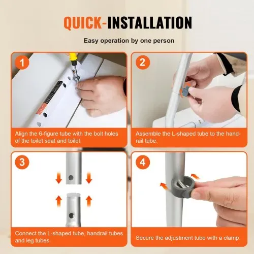 VEVOR Toiletten Aufstehhilfe Toilettensitzerhöhung Armlehne 45–55 cm / 67-77 cm Einstellbar, 136 kg Tragfähigkeit Robust WC Aufstehhilfe Toiletten Haltegriffe Toilettensitzerhöhung WC Haltegriff – Bild 5
