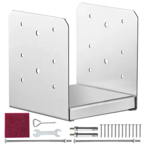 VEVOR Aufschraubhülse 149 x 143 x 160 mm U Pfostenträger aus Edelstahl mit Sprühbeschichtung Pfostenschuh mit einer 23 mm dicken Deckplatte Pfosten Ideal für Pergolen Verandageländern – Bild 8
