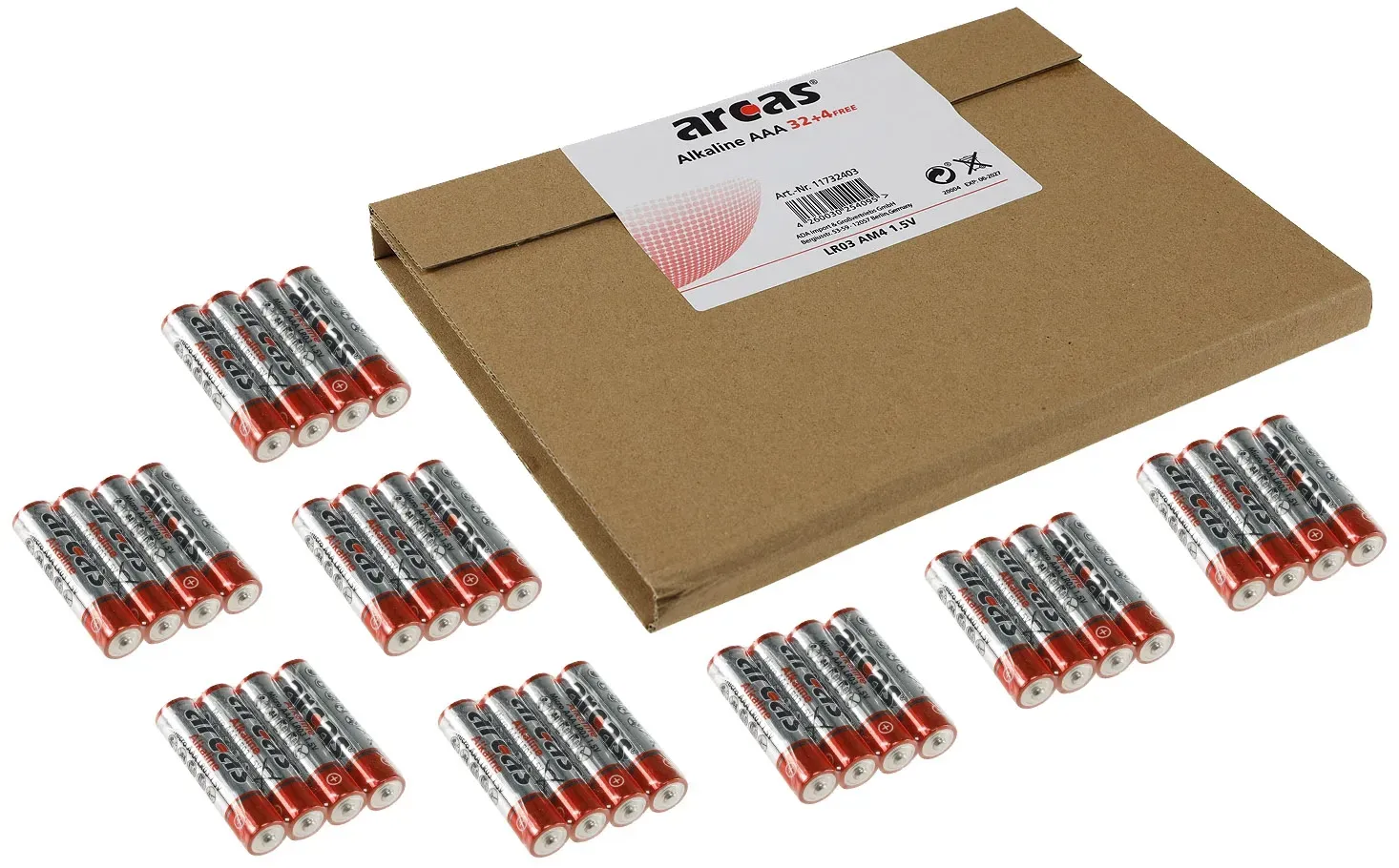 Micro-Batterien ARCAS Alkaline Typ AAA/LR03, 1,5V, 36er Flat-Pack Micro-Batterien ARCAS Alkaline Typ AAA/LR03, 1,5V, 36er Flat-Pack