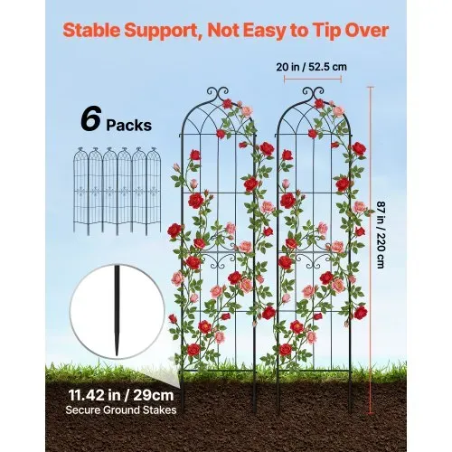 VEVOR Rankgitter, 220×52,5 cm 6er-Pack, Metall Rankhilfe mit Pulverbeschichteter Oberfläche & Verriegelungsmechanismus, Kletterhilfe, Garten Spalier, Pflanzengitter für Blumen, Gemüse & Rosen VEVOR Rankgitter, 220×52,5 cm 6er-Pack, Metall Rankhilfe mit Pulverbeschichteter Oberfläche & Verriegelungsmechanismus, Kletterhilfe, Garten Spalier, Pflanzengitter für Blumen, Gemüse & Rosen