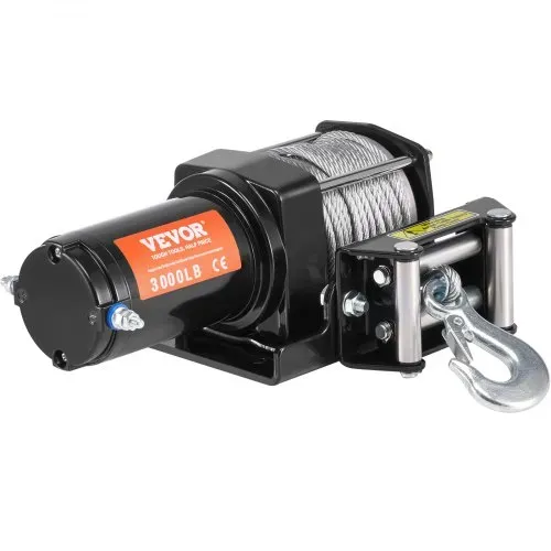 VEVOR Elektrische Seilwinde, 3000 lb Zugkraft, 12 V DC für ATV/UTV, mit Φ3/16 Zoll x 39 Fuß Stahlkabel, Rollenseilführung, Kabelfernbedienung, IP55 Wasserbeständigkeit, Ideal für UTV ATV Offroad-Bergung – Bild 9