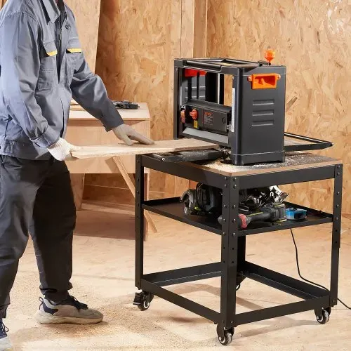VEVOR Maschinenständer Dickenhobel 70,3×60,3×90cm Untergestell Dickenhobelmaschine Stahl & MDF Max. Belastbarkeit 45kg Maschinentisch höhenverstellbar Kompitable mit meisten Hobelmaschinen Sägen – Bild 7