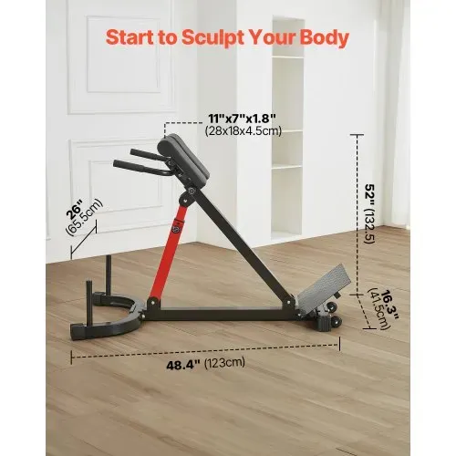 VEVOR multifunktionale Hyperextensionsbank Rückenstrecker Rückenverlängerung römischer Stuhl (Kohlenstoffstahl) 158 kg belastbare rollbare Rückentrainer Fitness-Hantelbank Heim-Fitnessstudio – Bild 6