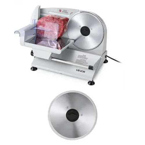 VEVOR Fleischschneidemaschine 200 W, Elektrische Aufschnittmaschine mit zwei 19-cm-SUS420-Klingen und 0–15 mm Schnittdicke, Allesschneider für Gefrorenes Fleisch, Schinken, Baguette, Steak VEVOR Fleischschneidemaschine 200 W, Elektrische Aufschnittmaschine mit zwei 19-cm-SUS420-Klingen und 0–15 mm Schnittdicke, Allesschneider für Gefrorenes Fleisch, Schinken, Baguette, Steak