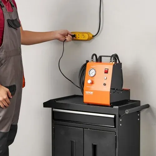 VEVOR elektrisches Bremsenentlüfter-Set Profi Hauptbremszylinder-Entlüftungsset mit Druckmesser & eingebauter Luftpumpe, vielseitiges Bremsenentlüfter-Adapterset für Gleich- und Wechselstrom – Bild 7