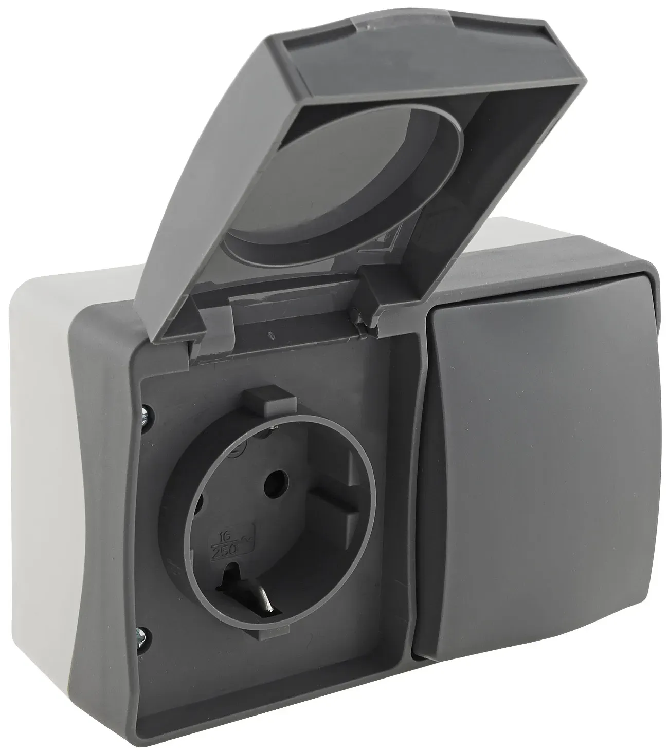 NUQUI Feuchtraum Schalter & Steckdose IP54, Aufputz, 250V~/ 10A/16A Horizontal NUQUI Feuchtraum Schalter & Steckdose IP54, Aufputz, 250V~/ 10A/16A Horizontal