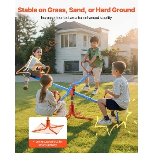 VEVOR Kinderwippe, 45,4 kg Tragkraft pro Sitz, Gartenwippe mit 4-zackigen Stützbeinen, Karussellwippe, 360 Grad drehbar, für Kinder ab 3 Jahren, 4 Sitze Schaukelwippe, 190x190x66 cm VEVOR Kinderwippe, 45,4 kg Tragkraft pro Sitz, Gartenwippe mit 4-zackigen Stützbeinen, Karussellwippe, 360 Grad drehbar, für Kinder ab 3 Jahren, 4 Sitze Schaukelwippe, 190x190x66 cm