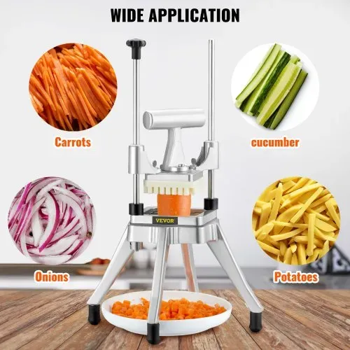 VEVOR Kartoffelschneider Pommes Frites Schneider 1/4 Zoll, Frittenschneider Gemüseschneider Kommerzieller Zerkleinerer Obstschneidemaschine mit 2 Ersatzklingen, Edelstahl Zerhacker Salat, Früchte – Bild 5