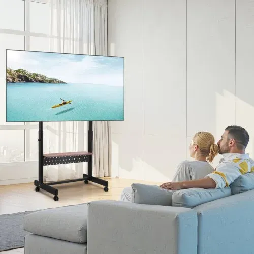 VEVOR rollbarer TV-Ständer TV-Wagen für 1397-2540 mm Bildschirme, höhenverstellbarer tragbarer Monitorständer mit Ablage bis zu 92,99 kg für Wohnzimmer Schlafzimmer Büro (Max VESA 800 x 600 mm) – Bild 7