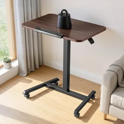 VEVOR Höhenverstellbarer Schreibtisch Computertisch 650x480x(760-1102)mm, Metallgestell, MDF-Tischplatte, 0-90° Neigbar, 15kg Belastbarkeit, Lenkrolle mit Bremsen, Steh-Sitz Tisch für Homeoffice Büro – Bild 7
