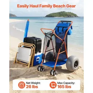 VEVOR Strandwagen mit Ballonreifen (12 Zoll), Faltbarer Strandtrolley mit Isoliertasche & Schirmhalter, Handwagen (75 kg Belastbar) für bis zu 4 Strandstühle, Strandkarre Ideal für Camping und Angeln VEVOR Strandwagen mit Ballonreifen (12 Zoll), Faltbarer Strandtrolley mit Isoliertasche & Schirmhalter, Handwagen (75 kg Belastbar) für bis zu 4 Strandstühle, Strandkarre Ideal für Camping und Angeln