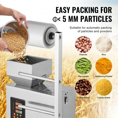 VEVOR Automatische Partikelverpackungsmaschine, 0,002–0,22 lbs/1–100 g, multifunktionale Beutel-Pulverbeutel-Beschwerungs-Füllverpackungsmaschine, Pulverfüllmaschine für Tee, Samen, Körner, Mehl, Bohn – Bild 2