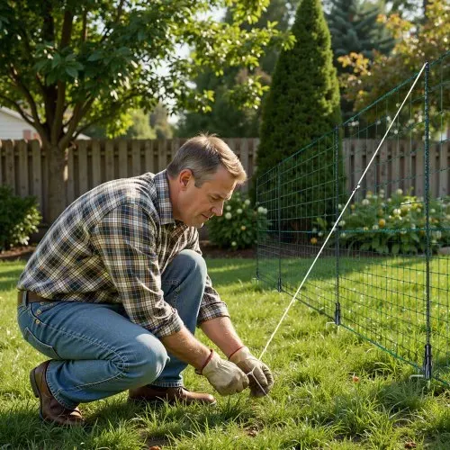 VEVOR Begrenzungszaun 25x1,25 m, Weidezaun aus PE, Mobiler Hundezaun mit Doppelspitzenpfählen & Abspannseilen, Hühnerzaun, Gartenzaun, Campingzaun für Hunde, Hühner, Pflanzen, Außenbereiche – Bild 7