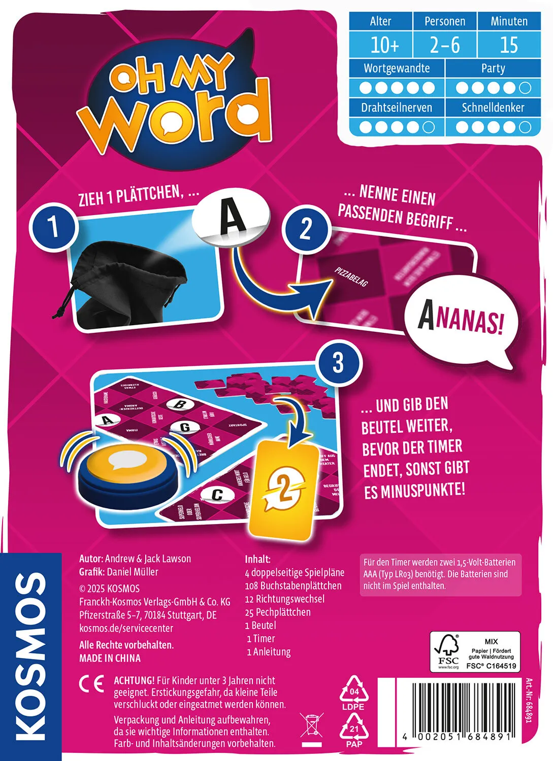 Kosmos 47856163 Brettspiel 15 min Kartenspiel Wort – Bild 2