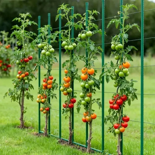 VEVOR Rankhilfe, 25er-Pack, Pflanzstab ⌀11x1800 mm, kunststoffbeschichtete Metall-Tomatenstäbe, Pflanzenstütze mit spitzem Ende & rutschfesten Noppen für den Anbau von Kletterpflanzen & Gemüse – Bild 7
