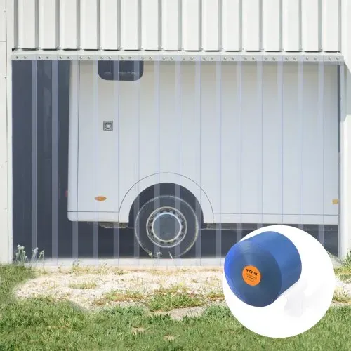 VEVOR Streifenvorhang, 164' Länge x 8" Breite x 0,08" Dicke, durchsichtige glatte PVC-Streifenvorhang-Tür-Großrolle, Kunststoff-Türstreifen für Türen von Supermärkten, Garagen, Lagerhallen, Scheunen, Tierställen – Bild 7