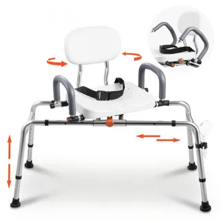 VEVOR Badewannentransferbank mit Drehsitz, Badewannendrehsitz mit Schwenkbaren Armlehnen und Rückenlehne, Höhen- und Breitenverstellbar, bis zu 180 kg Tragkraft, für Menschen mit Behinderung, Senioren VEVOR Badewannentransferbank mit Drehsitz, Badewannendrehsitz mit Schwenkbaren Armlehnen und Rückenlehne, Höhen- und Breitenverstellbar, bis zu 180 kg Tragkraft, für Menschen mit Behinderung, Senioren