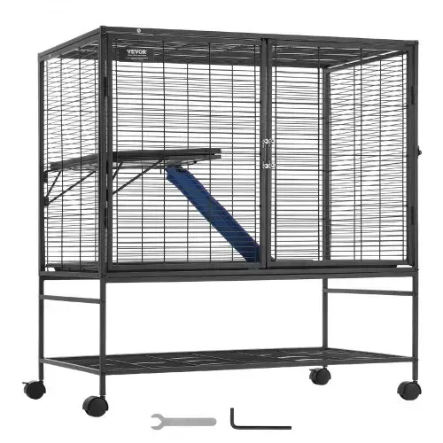 VEVOR 39" rollender Frettchenkäfig aus Eisen, großer 2-stöckiger Critter Nation-Käfig, Kleintierkäfig mit Rampen und Tablett, einfach aufzubauen für Hausratten, Hamster, Meerschweinchen, Chinchillas – Bild 8