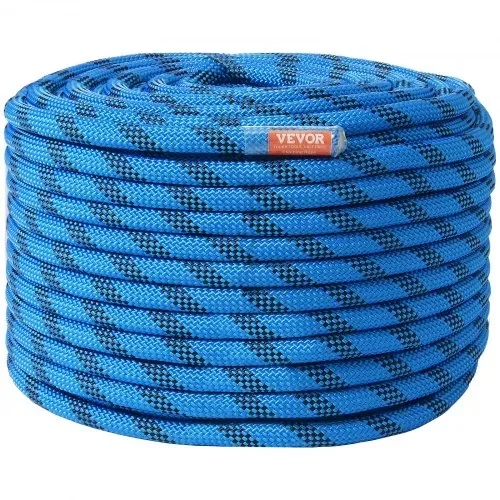 VEVOR 12,7 mm statisches Kletterseil, 60,9 m (200 Fuß) Outdoor-Kletterseil, 30 kN Bruchfestigkeit, Faserseil für Flucht, Abseilen, Brandrettung, Blau – Bild 9