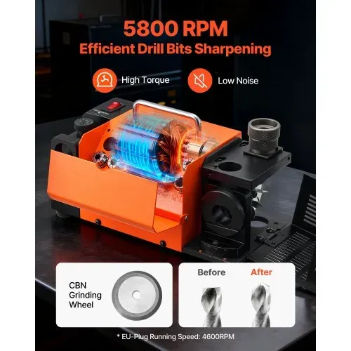 VEVOR Bohrerschleifgerät MR-13D, 3–13 mm, mit einstellbarem Freiwinkel der Schneidkante, vorderer Schneidkante & 95°–135° Spitzenwinkel, 4600 U/min, inkl. 11 Spannzangen & CBN-Schleifscheibe VEVOR Bohrerschleifgerät MR-13D, 3–13 mm, mit einstellbarem Freiwinkel der Schneidkante, vorderer Schneidkante & 95°–135° Spitzenwinkel, 4600 U/min, inkl. 11 Spannzangen & CBN-Schleifscheibe