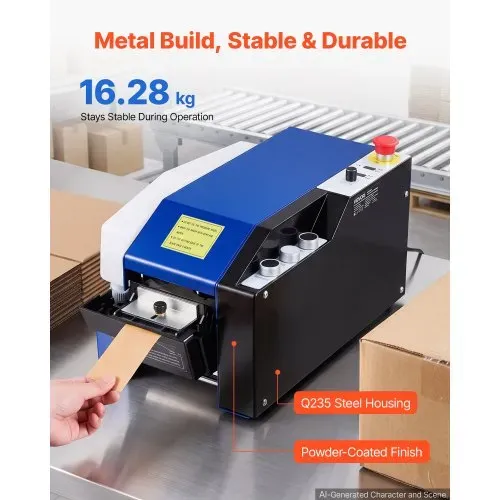 VEVOR Wasseraktivierter Klebebandspender mit 100–995mm Schnittlänge 220V, Automatischer Klebebandschneider für Nassklebeband, Verpackung & Lagerung, 40-100mm Bandbreite, mit 1,3kg Wassertank, Blau – Bild 5