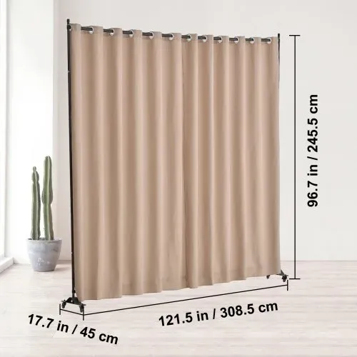 VEVOR Raumteiler Trennwand Paravent Stellwand Einzelpanel, Tragbarer Sichtschutz für Büro Schlafzimmer Esszimmer Arbeitszimmer Balkon, Raumtrenner Rollbar (308,5 x 45 x 245,5 cm), Braun – Bild 6