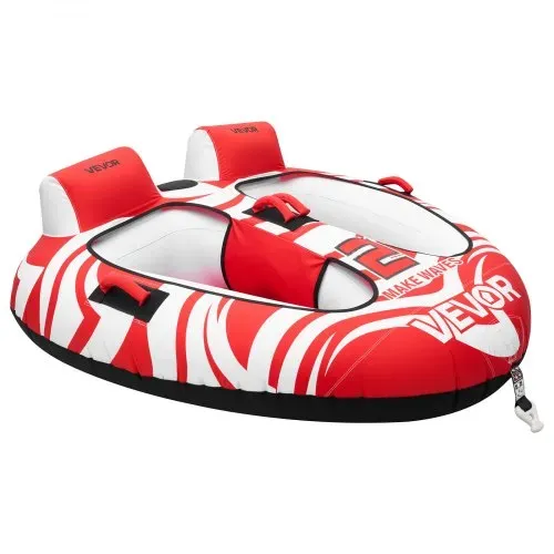 VEVOR Towable Tube für Boote, Wassersport-Schleppreifen für 2 Personen, bis 154 kg Tragfähigkeit, mit Kompletter Nylonabdeckung, Gepolsterten Griffen und Sicherheitsventil, für Seen und Flüsse, Rot – Bild 8