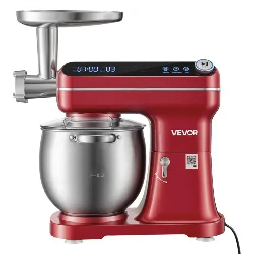 VEVOR Multifunktionale Küchenmaschine mit Kippkopf 7 L 2 in 1 1000 W Rot, Rührmaschine für Teig Sahne Rührteig und Fleisch, Knetmaschine mit Rührschüssel Knethaken Rührbesen und Schneebesen – Bild 8