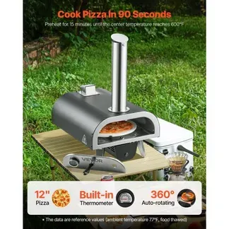VEVOR Pizzaofen Outdoor 304,8 mm / 12 Zoll Holzofen, Pellet-Pizzaofen mit Thermometer & elektrischer Rotation, tragbarer Pizzamaker für Camping im Garten Terrasse Pizzastein Tragetasche Schaufel VEVOR Pizzaofen Outdoor 304,8 mm / 12 Zoll Holzofen, Pellet-Pizzaofen mit Thermometer & elektrischer Rotation, tragbarer Pizzamaker für Camping im Garten Terrasse Pizzastein Tragetasche Schaufel