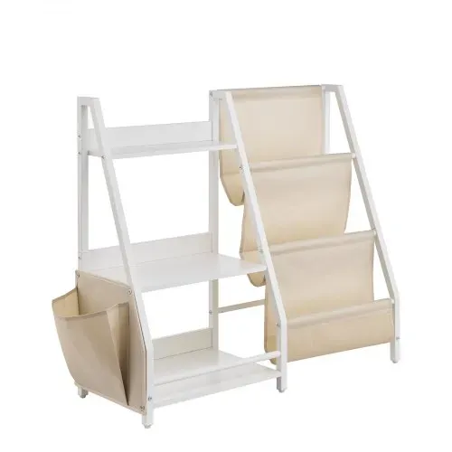 VEVOR Kinderbücherregal Spielzeugaufbewahrung für Kleinkinder Bücherregal mit Stofffächern & Seitentasche, Kinderregal für Kinderzimmer Spielzimmer Kindergarten Kinderkrippe 850 x 300 x 755 mm – Bild 9
