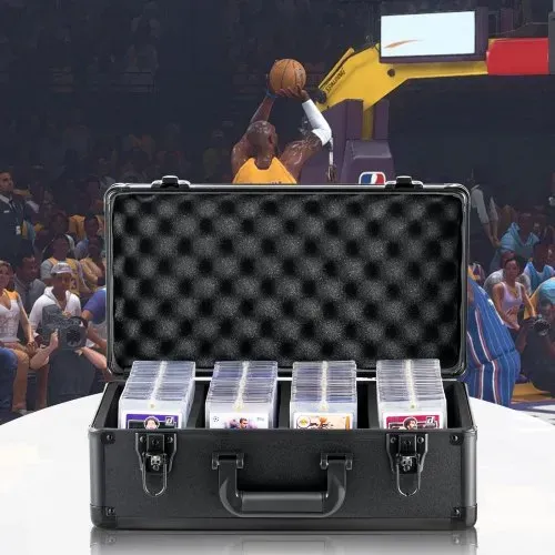 VEVOR Aufbewahrungsbox, 4 Fächer, Tragetasche für Sportkarten mit Schaumstoffteilern und Schlüsselschloss, für 96 PSA-Karten, 68 BGS-Karten, 76 SGC-Karten, 348 Top Loader oder 999+ lose Karten – Bild 7