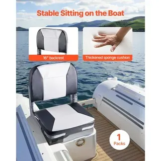 VEVOR 1 Stk. Bootssitz Bootsstuhl mit niedriger Rückenlehne klappbarer Fischerbootsitz mit dickem Schwammkissen & wasserdichtem PVC-Leder, Scharniere aus Aluminiumlegierung, Schwarz & Grau VEVOR 1 Stk. Bootssitz Bootsstuhl mit niedriger Rückenlehne klappbarer Fischerbootsitz mit dickem Schwammkissen & wasserdichtem PVC-Leder, Scharniere aus Aluminiumlegierung, Schwarz & Grau