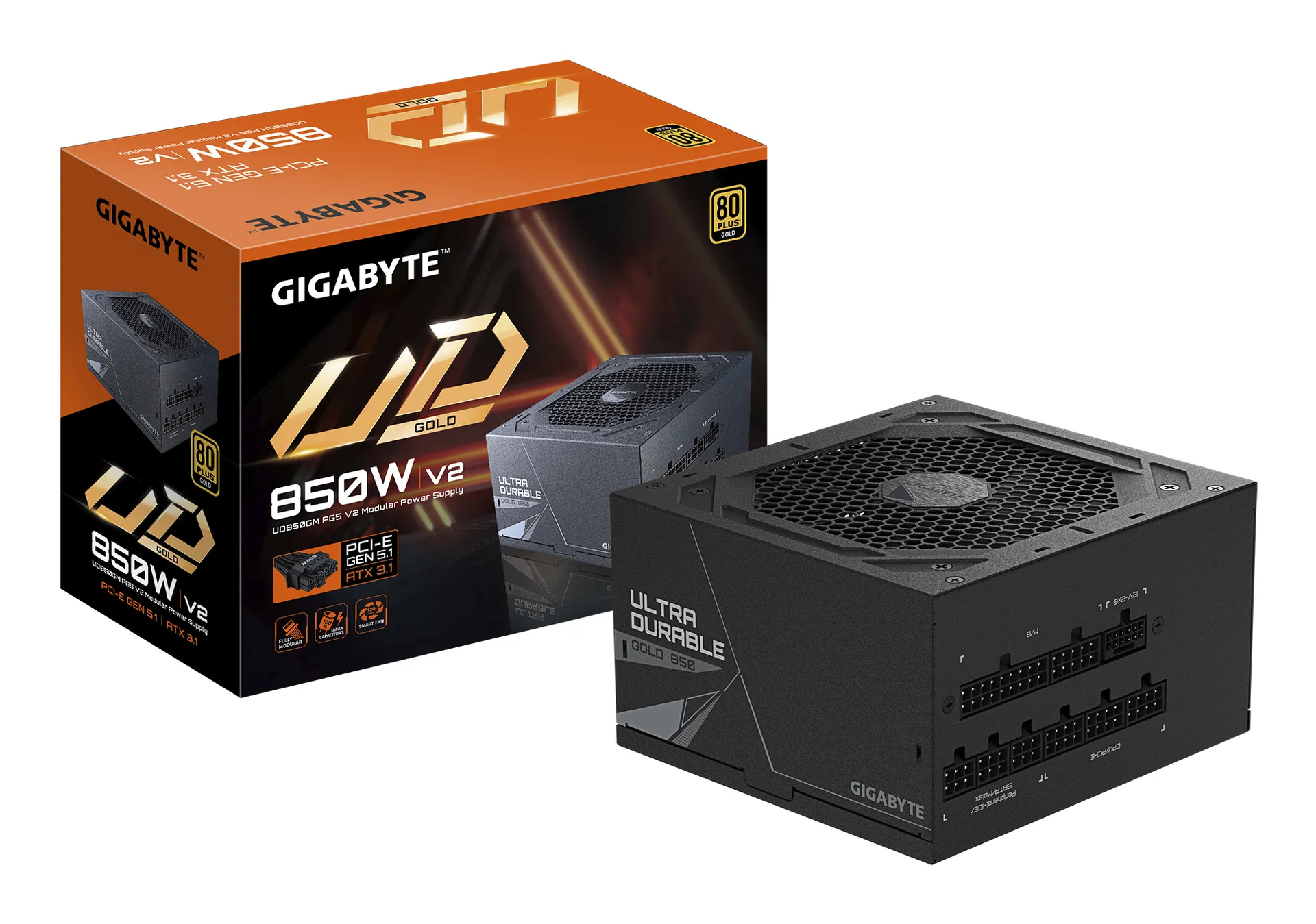 GIGABYTE UD850GM PG5 V2 Netzteil – PCIe Gen 5.1, 80 PLUS Gold, Vollmodulares Design, 120-mm-Lüfter, ATX 3.1-kompatibel, EU-Stecker GIGABYTE UD850GM PG5 V2 Netzteil – PCIe Gen 5.1, 80 PLUS Gold, Vollmodulares Design, 120-mm-Lüfter, ATX 3.1-kompatibel, EU-Stecker