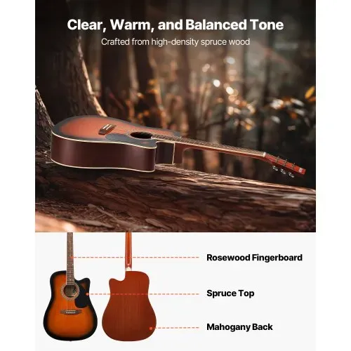 VEVOR Elektro Akustische Gitarre Cutaway Anfänger 1041,4 mm (41 inch) Erwachsene Sunburst VEVOR Elektro Akustische Gitarre Cutaway Anfänger 1041,4 mm (41 inch) Erwachsene Sunburst