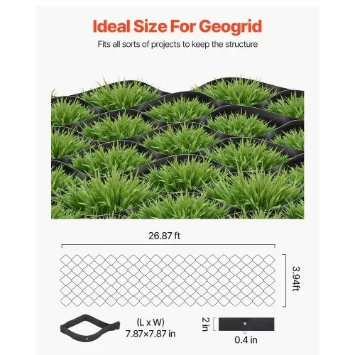 VEVOR Kiesgitter, 50 mm Tiefe, Rasengitter 8200x1200 mm, Kieswabe, Wabengitter HDPE, durchlässige Geogitter zur Einfahrtsstabilisierung, für Garten, Terrasse, Gehweg, Wohnmobilparkplätze – Bild 2