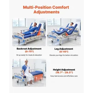 VEVOR Krankenhausbett Elektrisch, 3-Funktionen-Pflegebett mit Rückenlehne, Beinstütze & 475-750 mm Höhenverstellung, 12,7 cm Rollen, Matratze, für Häusliche Pflege, Altenheim & Krankenhaus VEVOR Krankenhausbett Elektrisch, 3-Funktionen-Pflegebett mit Rückenlehne, Beinstütze & 475-750 mm Höhenverstellung, 12,7 cm Rollen, Matratze, für Häusliche Pflege, Altenheim & Krankenhaus