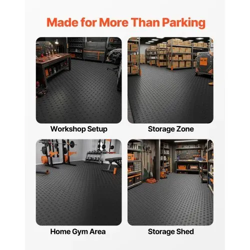 VEVOR Garagen-Bodenbeschläge, 305 x 305 x 13,4 mm, 50er-Set Industrieboden, rutschfeste doppelseitige Struktur-Garagenboden, für Garagen, Keller, Reparaturwerkstätten, Schwarz – Bild 5
