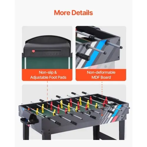 VEVOR 4 in 1 Kombi-Spieltisch-Set Airhockey-Tisch (122 cm), Multi-Kombinationstisch mit Airhockey & Pool-Billard & Tischfußball & Pingpong & Pushern & Pucks, Arcade-Tisch für Familienspielzimmer – Bild 2