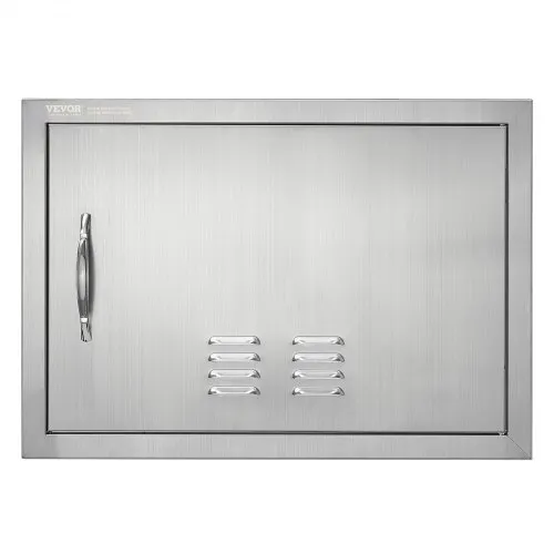VEVOR Grill-Zugangstür, 610 x 432 mm, Einzelne Außenküchentür, Flächenbündig Montierte Edelstahltür, Vertikale Wandtür mit Griff und Lüftungsschlitzen, für Grillinsel, Grillstation, Außenschrank VEVOR Grill-Zugangstür, 610 x 432 mm, Einzelne Außenküchentür, Flächenbündig Montierte Edelstahltür, Vertikale Wandtür mit Griff und Lüftungsschlitzen, für Grillinsel, Grillstation, Außenschrank