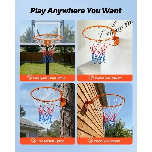 VEVOR Basketballkorb Hangring Basketballring 483 mm, Basketball Basketballring Netz 577 x 483 x 110 mm Qualität-und Sicherheitsgeprüft Indoor & Outdoor, Universal Stabiler Basketballkorb Orange – Bild 5
