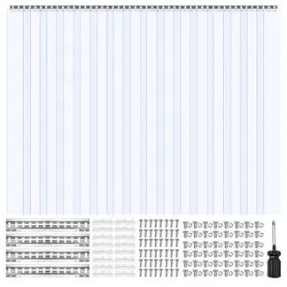 VEVOR Streifenvorhang, 16 Stück, 243 cm Höhe, 243 cm Breite, 2 cm Dicke, klare, glatte Kunststoff-Türstreifen mit 50 % Überlappung, PVC-Streifentürvorhang, Gefriervorhang für Lagerhallen, begehbare Gefrierschränke, Kühlschränke VEVOR Streifenvorhang, 16 Stück, 243 cm Höhe, 243 cm Breite, 2 cm Dicke, klare, glatte Kunststoff-Türstreifen mit 50 % Überlappung, PVC-Streifentürvorhang, Gefriervorhang für Lagerhallen, begehbare Gefrierschränke, Kühlschränke