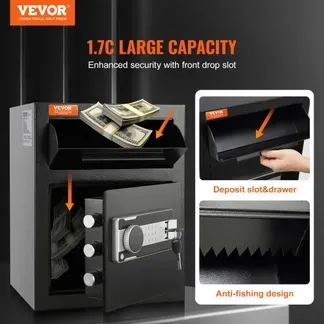 VEVOR 1,7 L Depository Safe, Deposit Safe mit Drop-Slot, elektronischem Codeschloss und 2 Notfallschlüsseln, 45 x 30 x 35 cm, Geschäftssafe für Bargeld, zu Hause, Hotel, Büro VEVOR 1,7 L Depository Safe, Deposit Safe mit Drop-Slot, elektronischem Codeschloss und 2 Notfallschlüsseln, 45 x 30 x 35 cm, Geschäftssafe für Bargeld, zu Hause, Hotel, Büro