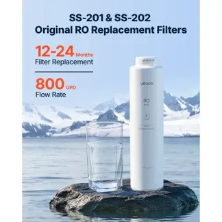 VEVOR Ersatzkartusche für Umkehrosmoseanlage RO-System 800 GPD 10-stufig, 0,00001 μm, für 24 Monate, Reduziert TDS und Blei, Kompatibel mit den Untertisch-Wasserfiltersystemen SS-201 und SS-202 VEVOR Ersatzkartusche für Umkehrosmoseanlage RO-System 800 GPD 10-stufig, 0,00001 μm, für 24 Monate, Reduziert TDS und Blei, Kompatibel mit den Untertisch-Wasserfiltersystemen SS-201 und SS-202