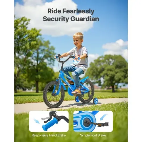 VEVOR Kinderfahrrad, 14 Zoll BMX-Stil-Fahrrad, empfohlene Kindergröße 95-116 cm, Stützräder inklusive, 4-8 Jahren Kinder, Kleinkinderfahrrad für Jungen und Mädchen zum Fahrradlernen, blau VEVOR Kinderfahrrad, 14 Zoll BMX-Stil-Fahrrad, empfohlene Kindergröße 95-116 cm, Stützräder inklusive, 4-8 Jahren Kinder, Kleinkinderfahrrad für Jungen und Mädchen zum Fahrradlernen, blau