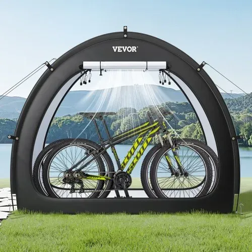VEVOR Fahrradzelt, 1 bis 2 Fahrräder, geräumige Fahhrradgarage mit belüftetem Fenster, fächerförmige Fahrradschuppe mit hochfestem Fiberglas & Doppelreißverschlüssen, 1706x2011x792 mm – Bild 7