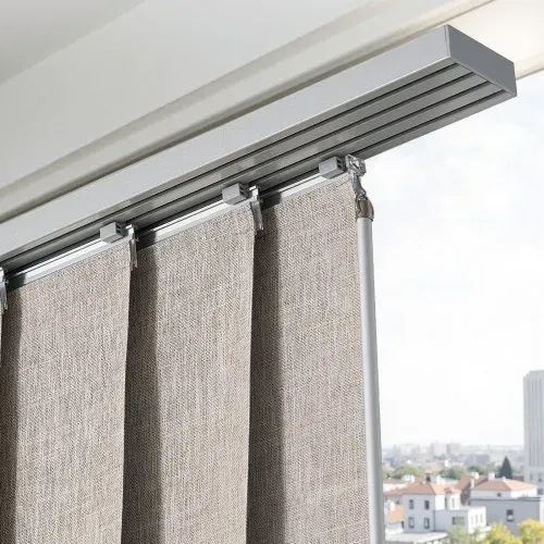 VEVOR Flächenvorhänge, ausziehbare Schiene von 116 cm bis 218 cm (B), zuschneidbare Flächenvorhänge bis 243 cm (H), Vertikale Verdunkelungs-Schiebegardinen für Schiebetüren Terrassentüren Braun – Bild 7