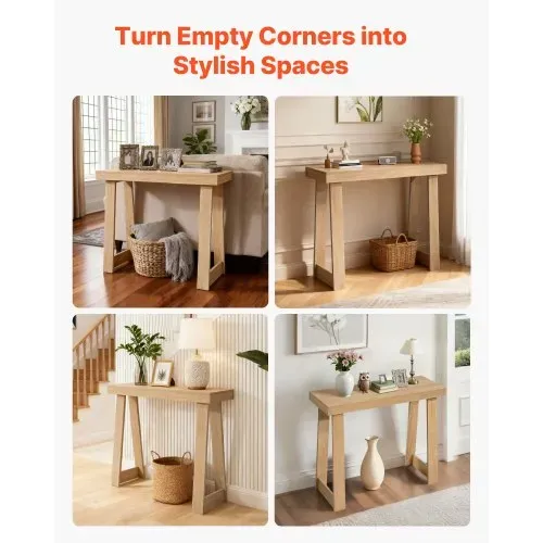 VEVOR Konsolentisch Eingangtisch hinter dem Sofa (91,5 x 30,5 x 81 cm / L x B x H), rechteckiger Beistelltisch aus Mehrschichtplatte für Flur Schlafzimmer Wohnzimmer Foyer, Flurtisch Naturholz modern – Bild 6